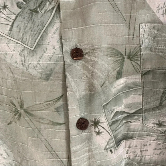Bermuda Bay Men's Vintage Green Tropical 100% Silk Button Down Shirt Sz XXL GUC - Picture 6 of 8